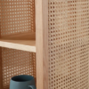 Woodbee craft "The Kyoto Capsule" Handcrafted Japanese Oval Wood Rattan Nightstand