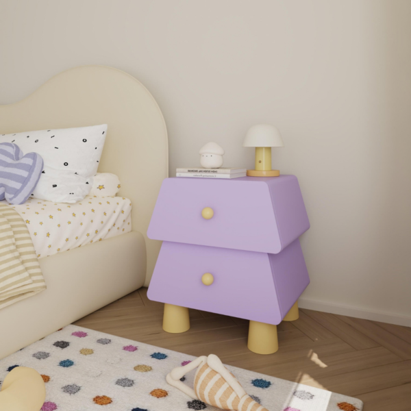 WoodBee Craft "The Prism Pod" Handcrafted Kids Trapezoid Wooden Bedside Table