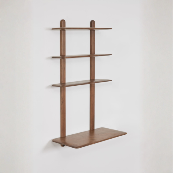 WoodBee Craft "The Nordic Rise" Floating Wall Mounted Ladder Desk with Shelves