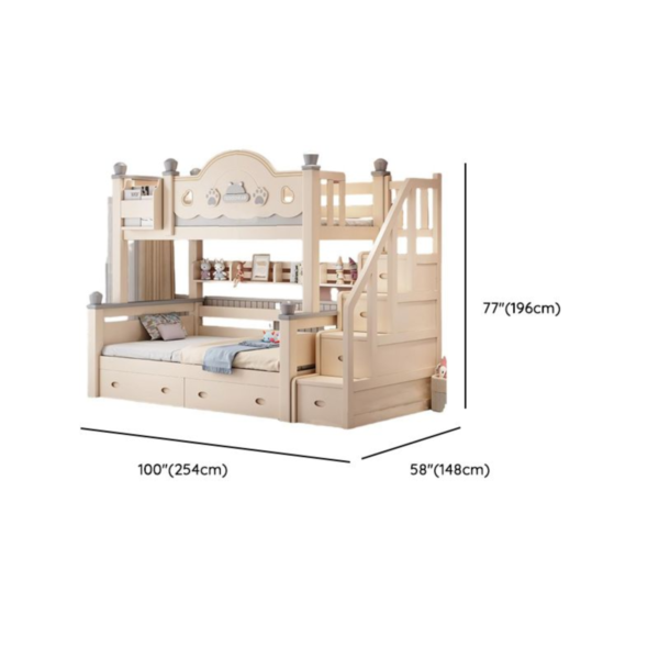 Woodbee craft "The Citadel Haven" Handcrafted Wooden Bunk Bed Ladder Staircase
