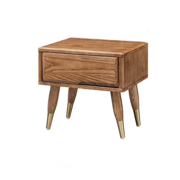 9 Woodbee craft "The Aurelia Retro" Handcrafted Mid-Century Brass Tipped Wooden Nightstand